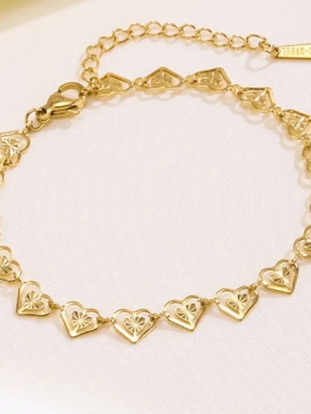 Gold Heart Link Bracelet - Women Jewelry